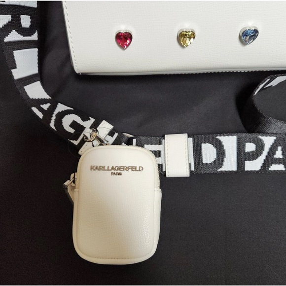 Karl Lagerfeld White Heart Embellished Women's Bag - Picture 4 of 8